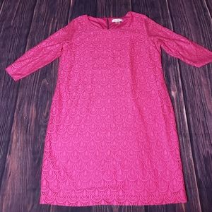 Allison Daley Lace Sheath Dress Quarter Sleeve Hot Pink 14P